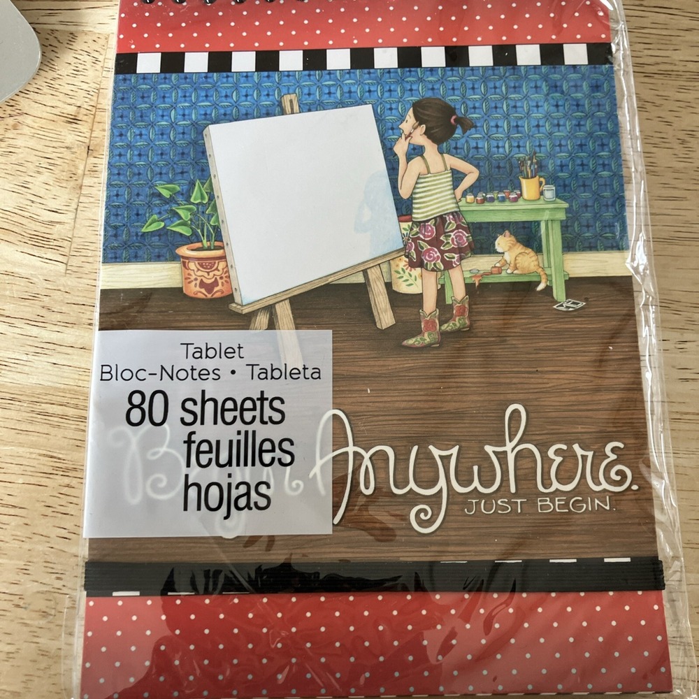 Mary Engelbreit Notebook BEGIN ANYWAYS JUST BEGIN 80 Sheet Spiral Note Tablet